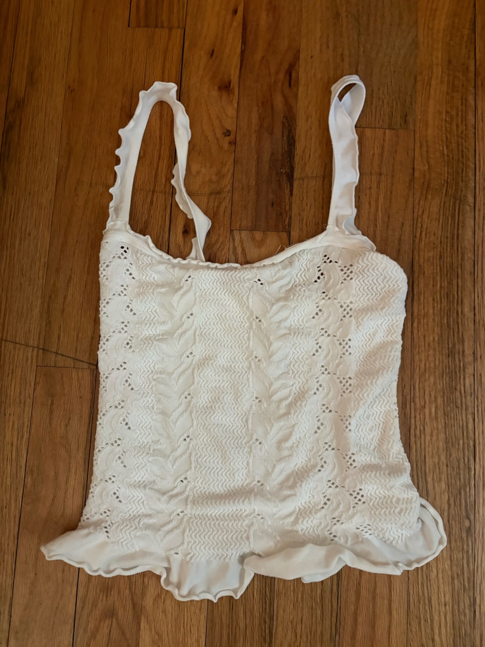 Free People White Lace Knit Cami